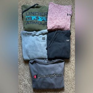 Lot of 5 Men’s Hoodies-Size Small, Under Armour & Champion.  Perfect condition!!